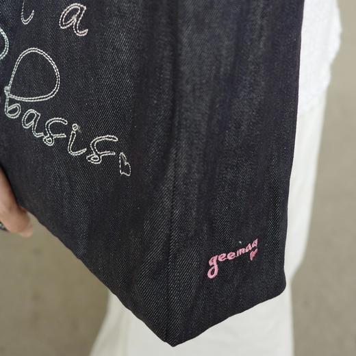 geemaa 菱格绣花牛仔单宁托特包 商品图4