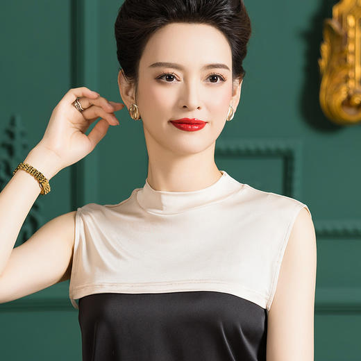 WW 1017A纯色重磅针织真丝假领桑蚕丝圆领亲肤套头薄 商品图3