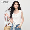 【专属特价】熙世界白色钉珠立体花朵无袖背心外穿绝美短款上衣女2025夏季新款 商品缩略图0