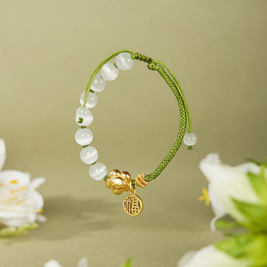 大英博物馆 巴斯特系列 猫眼石花漾喵语福牌 手链 商品图2