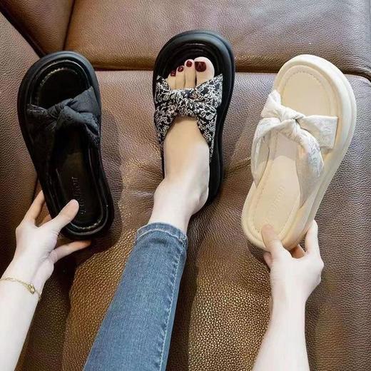 仙女风配裙子孕妇沙滩鞋女款2025年新款夏季外穿厚底国风凉拖鞋 商品图3