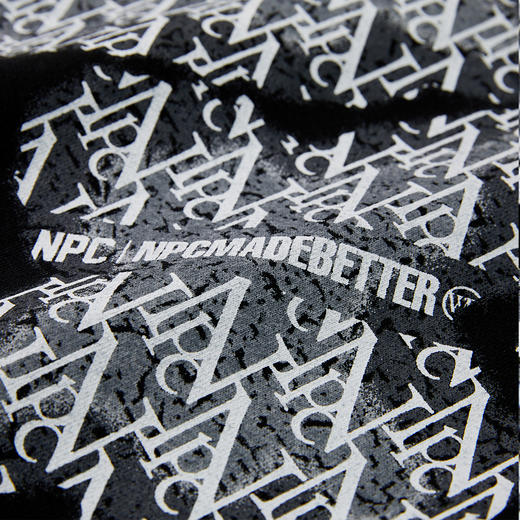 NPC潮牌不对称做旧斑驳满印字母logo圆领卫衣重磅长袖NP41ST23 J 商品图2