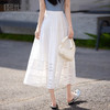 【专属特价】熙世界白月光天丝半身裙女夏季新款法式优雅刺绣镂空白色a字伞裙 商品缩略图0
