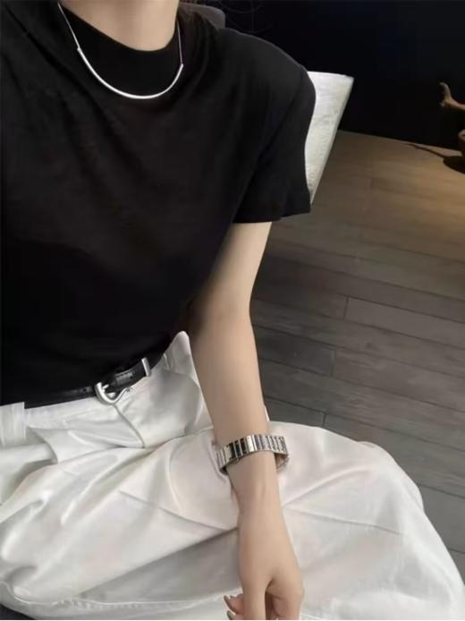 🌈【MOMOTIABIN·微半高简约圆领T恤XZA77】💥夏上新！⁮进口客供天丝面料❗简约扬子纱圆领针织短袖🔥 14针扬子纱简约圆领🏅~简约时尚大方的款式，🍉每-帧都随便经得起推敲~ 商品图3