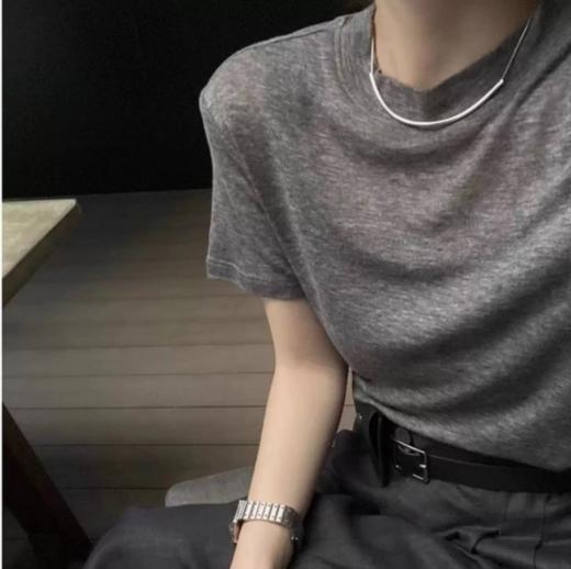 🌈【MOMOTIABIN·微半高简约圆领T恤XZA77】💥夏上新！⁮进口客供天丝面料❗简约扬子纱圆领针织短袖🔥 14针扬子纱简约圆领🏅~简约时尚大方的款式，🍉每-帧都随便经得起推敲~ 商品图0