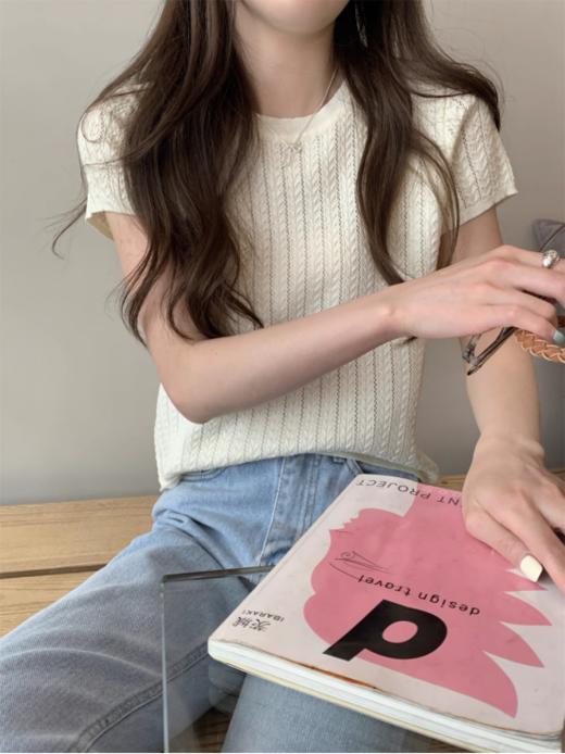 ❣️夏上新！【MOMOTIABIN·新款圆领重工镂空T恤XZA94】💯进口客供天丝面料❗ ✅夏季透气好穿❗丝滑裸感❗重工镂空设计❗优雅知性  商品图3