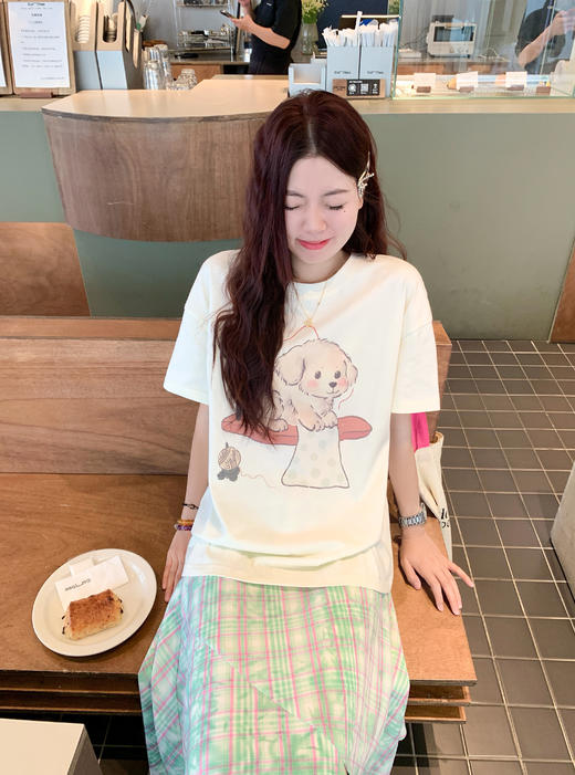 <曾小咸推荐>印花短袖T恤不规则格子半身裙 商品图5