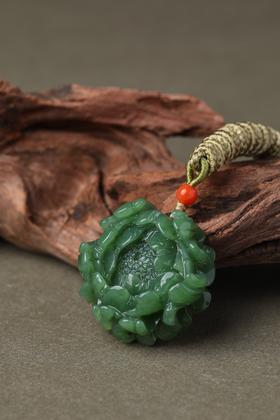 【中国玉雕大师魏玉忠大师亲研】 天然玉石和田玉项链 温润滋泽细致光滑 双证可查