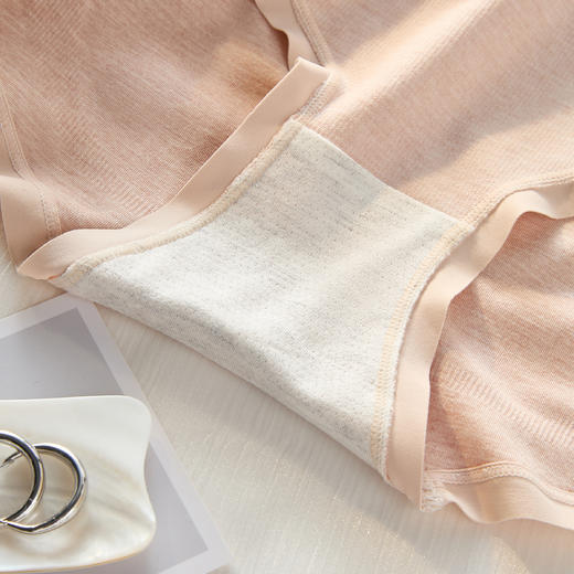 女士裸氨提花中高腰撞色彩纱无缝内裤8668/0319 商品图8