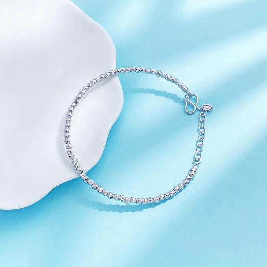 【限时8.8折】【线上铂金馆】PT950 【国际铂金协会 精品】铂金镂空开口手镯蹦迪珠C字可调节链尾手镯(内里线为铂金链）(ACPTSZ00001)预售产品下单后不退款不退货不换货不补差价) 商品图2