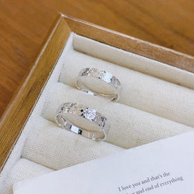 【限时8.8折】【线上铂金馆】PT950 #碎碎冰 【国际铂金协会 精品】铂金实心活口戒指碎碎冰樱花对戒情侣戒/对(BQLJ00127)预售产品下单后不退款不退货不换货不补差价)