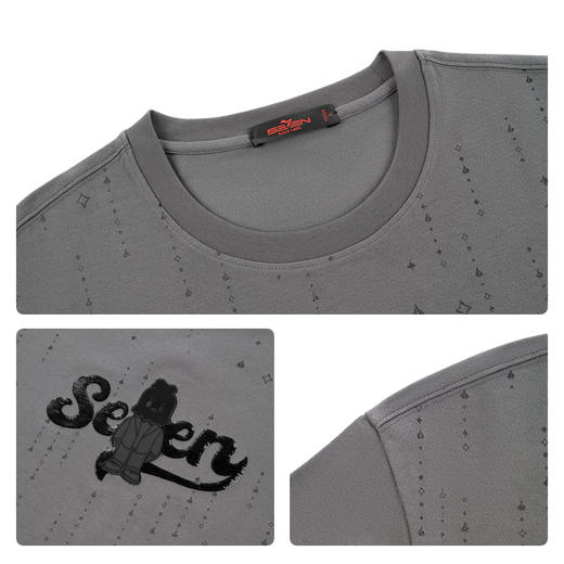 【柒先生/肌理面料/重磅T恤】柒牌男装2025夏季短袖时尚T130T70050 商品图3