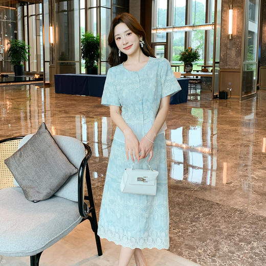 【清仓超15天不保价】奢姿大码女装2025夏季气质拼接两件套装胖妹妹时尚减龄刺绣套装9952953388【1】 商品图4