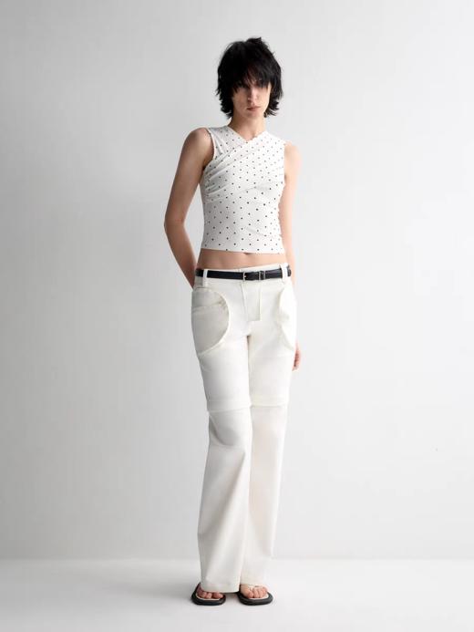 出逃赤岗西/25SSB99/原创棉感波点印花白色无袖背心 商品图1