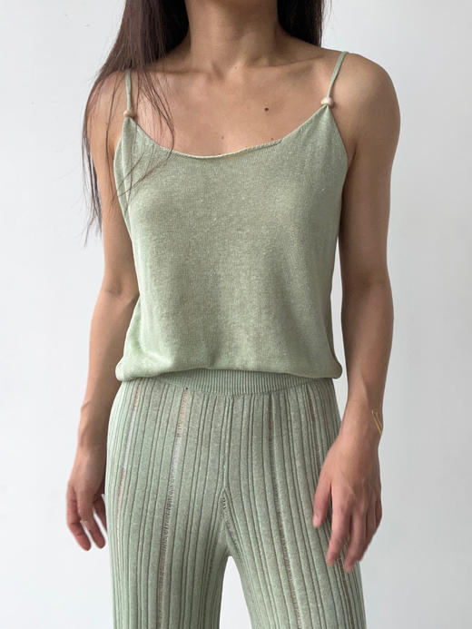 ZAANLI｜ZNSS25022 汉麻天丝卷边吊带针织背心 [ 绿 /  杏 / 棕 ] 商品图10