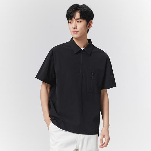 GXG男装25夏季时尚拉链口袋翻领简约通勤休闲男式短袖POLO衫K&C 商品图1