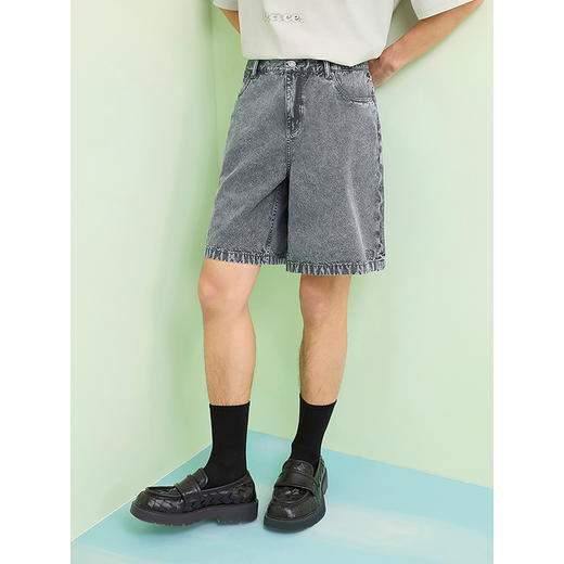 GXG男装 特殊风格牛仔短裤通勤五分裤水洗休闲短裤 2025夏季热卖 商品图2