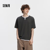 [商场同款]森马短袖T恤男V领假两件上衣华夫格2025新款秋装拼色潮 商品缩略图0