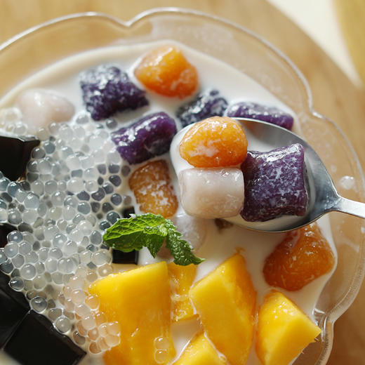 山子家三色大芋圆，新鲜紫薯、芋头和西瓜红红薯制作，薯香浓郁，配料干净，软糯Q弹，夏季DIY甜品，实现芋圆自由！ 商品图4