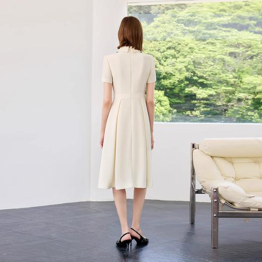 IWY/知性温柔风_高端米白色法式连衣裙夏季蝴蝶结飘带A字裙Q1402 商品图4