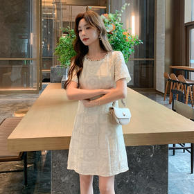 奢姿大码女装2025夏季新款时尚珍珠领口连衣裙胖妹妹气质格纹裙子9952890575