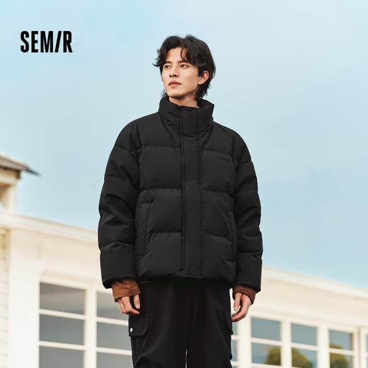 森马羽绒服男冬季新款时尚撞色肌理印花情侣面包服厚款外套潮 商品图0