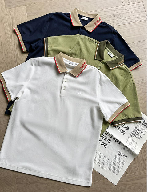 现货 THS-限时 B家 男士撞色翻领logo徽标刺绣polo衫 AH2496 商品图5
