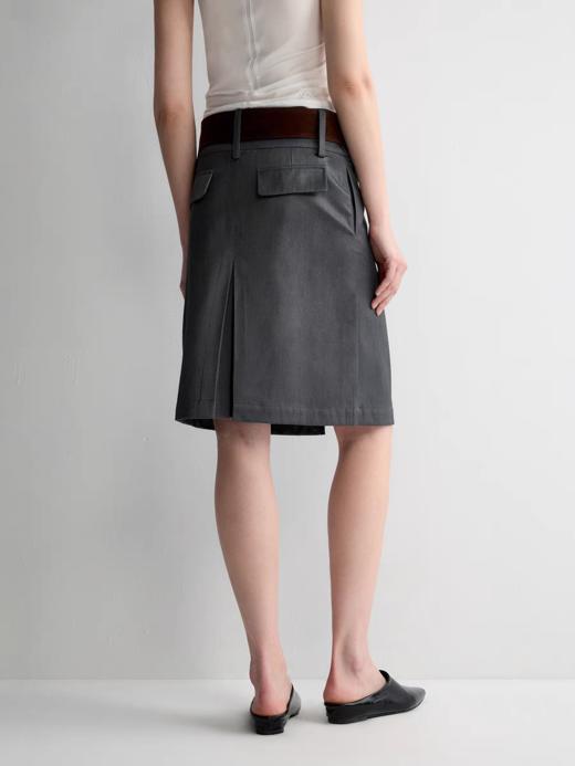 出逃赤岗西/25SSQ96/格雷系灰色羊毛复古双层西装半身中裙 商品图2