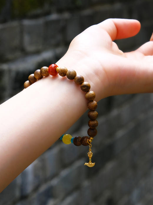 巧也【沉韵禅心】8mm奇楠沉香配南红蜜蜡手珠国风手串禅意风 商品图6