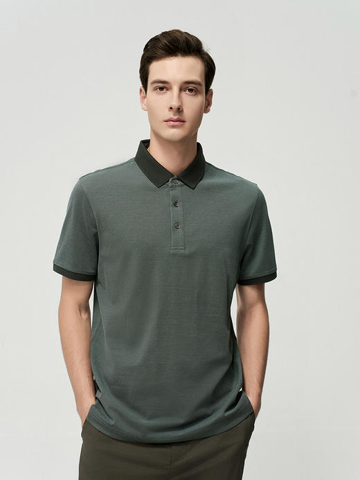 【棉+桑蚕丝POLO衫】25年夏季新品男士纯色舒适透气短袖休闲上衣 商品图0