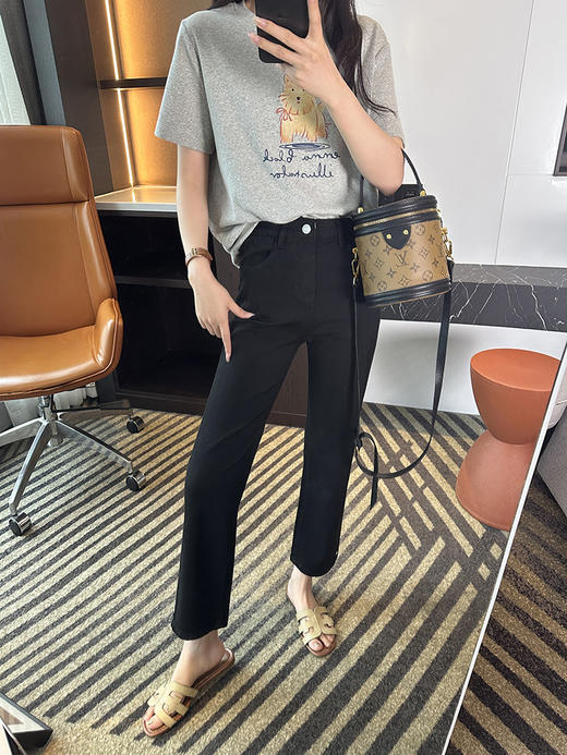 女团腿！2025凉感莱赛尔直筒牛仔裤女夏季新四面弹开叉九分烟管裤！ 商品图5