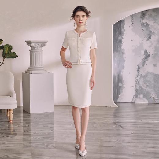 IWY/职场高阶感米白色西装气质垂感半身裙职业套装小香风优雅V领CS2316 商品图0