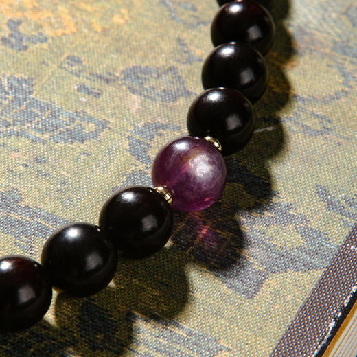 清代紫檀家具老料制手持(直径1.2厘米，配紫锂云母、紫龙晶、紫云母) 商品图8