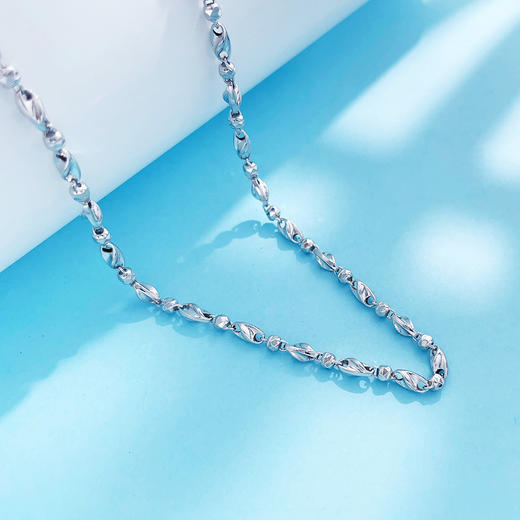 【限时8.8折】【线上铂金馆】PT950 【国际铂金协会】铂金空心杨桃链不可调节项链男士项链（面宽约2.8-3.2mm）(ACPTXL00020)预售产品下单后不退款不退货不换货不补差价) 商品图1