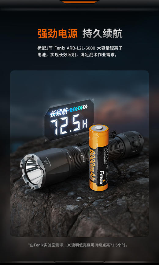 FENIX菲尼克斯战术手电TK21R强光3600流明一键爆闪极亮双尾按大容量电池 商品图8