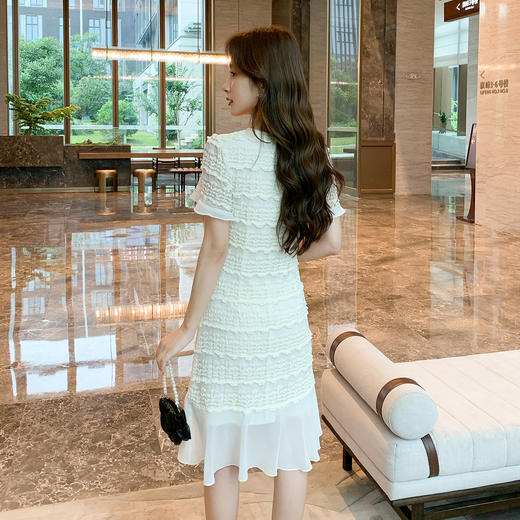 奢姿大码女装2026夏季时尚法式拼接裙子胖妹妹气质V领蕾丝连衣裙9952853369 商品图3