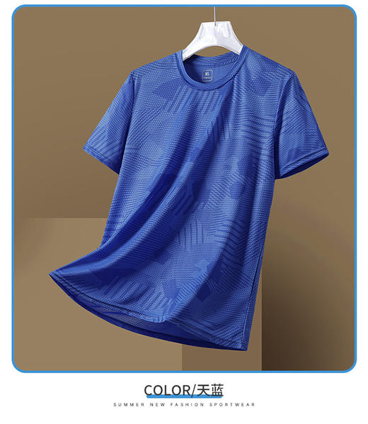 红览夏季男士短袖迷彩大码圆领T恤运动休闲户外跑步健身速干凉感上衣AL8902 商品图5