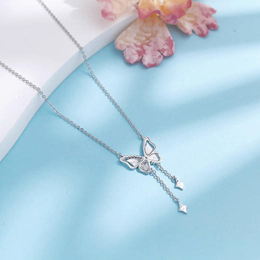 【限时8.8折】【线上铂金馆】PT950 #九紫离火 【国际铂金协会】铂金仿钻镂空蝴蝶星星流苏调节套链(BTL00233)预售产品下单后不退款不退货不换货不补差价) 商品图2