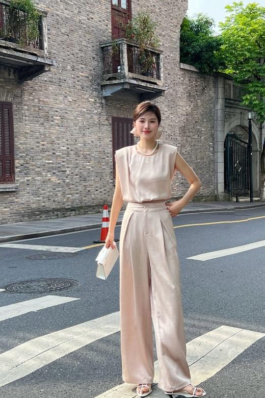 ESTELLICA 简约气质无袖衬衫显瘦宽腿长裤套装 20489 商品图2