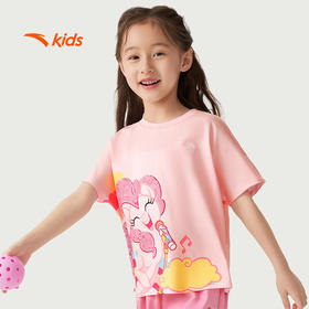 安踏儿童短袖T恤2025夏女小童小马宝莉联名圆领卡通短T恤362529104