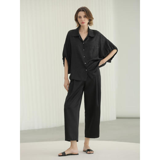 COCOBELLA轻奢仿醋酸休闲裤雾面缎女垂坠气质阔腿裤PA3079-2 商品图3