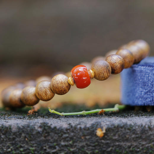 巧也【承福蕴】8mm奇楠沉香珠配南红玛瑙手珠国风手串禅意风 商品图2