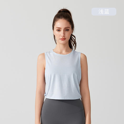 【夏季轻薄透气速干瑜伽背心】短款镂空扭结 无袖莱赛尔健身运动上衣女 商品图5