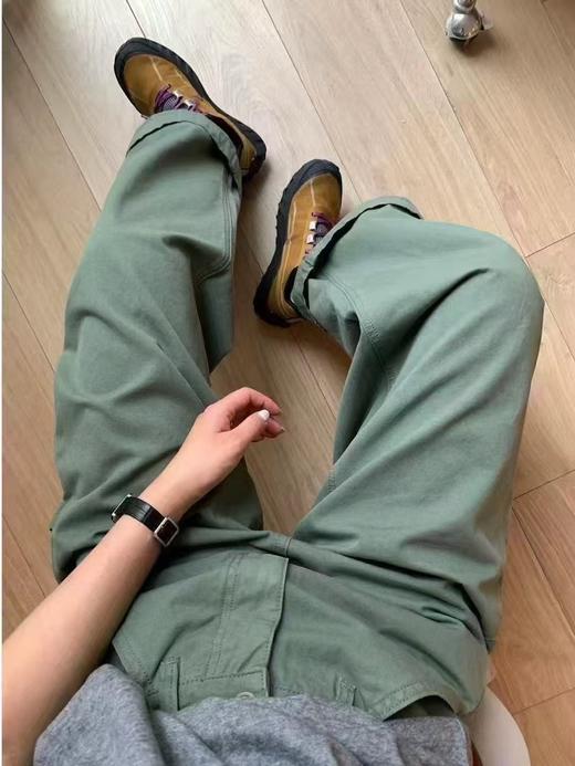 绿色工装长短裤夏款阔腿工装五分裤！2025新宽松版毛边牛仔中裤女款！ 商品图1