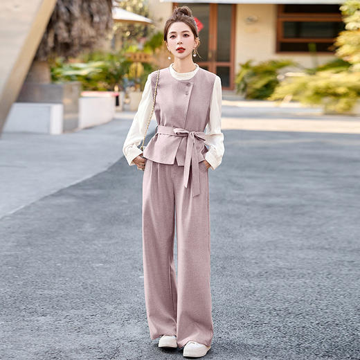 轻熟风气质超火西装马甲阔腿裤三件套MEIQIN5533-1 商品图1