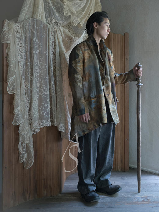 John Alexander Skelton灰棕条纹意织棉麻FILIGREE长裤 商品图8