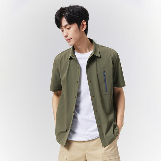GXG男装25夏季简约翻领工装休闲垂顺轻薄男式短袖衬衫K&C 商品图8