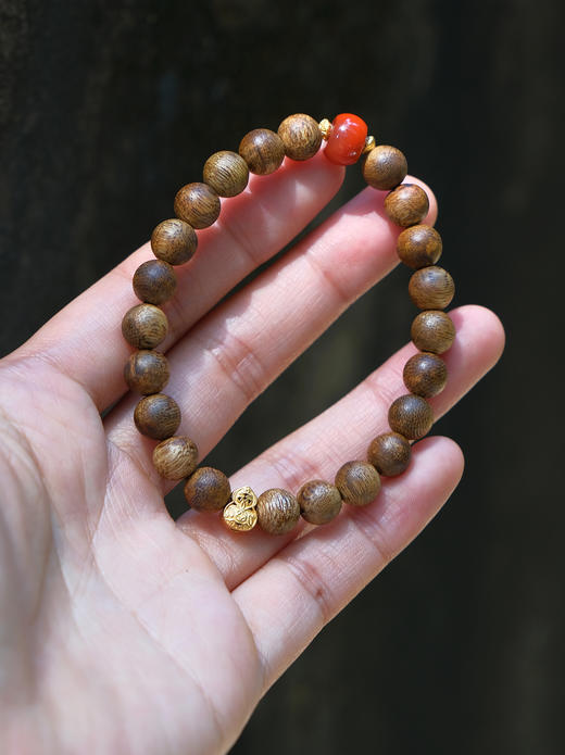 巧也【承福蕴】8mm奇楠沉香珠配南红玛瑙手珠国风手串禅意风 商品图5