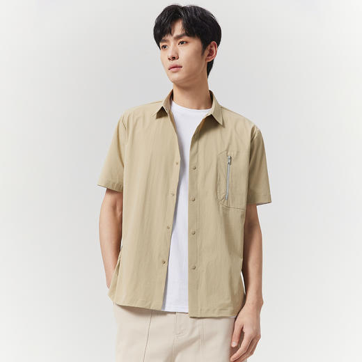 GXG男装25夏季简约翻领工装休闲垂顺轻薄男式短袖衬衫K&C 商品图4