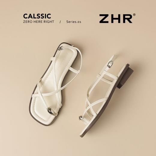 ZHR时尚凉鞋2025新款夏季罗马夹趾女款平底交叉配裙子外穿凉鞋 商品图8